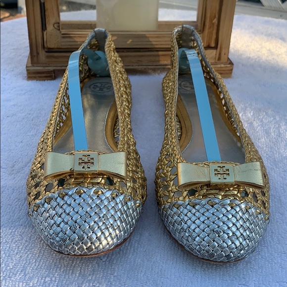Tory Burch Carlyle Gold and silver flats - Picture 4 of 12